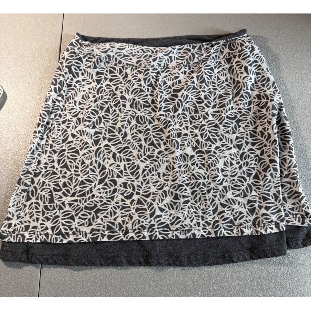 Pure Karma Womens Grey Leaf‎ Print Layered Jersey Mini Skirt Size Medium